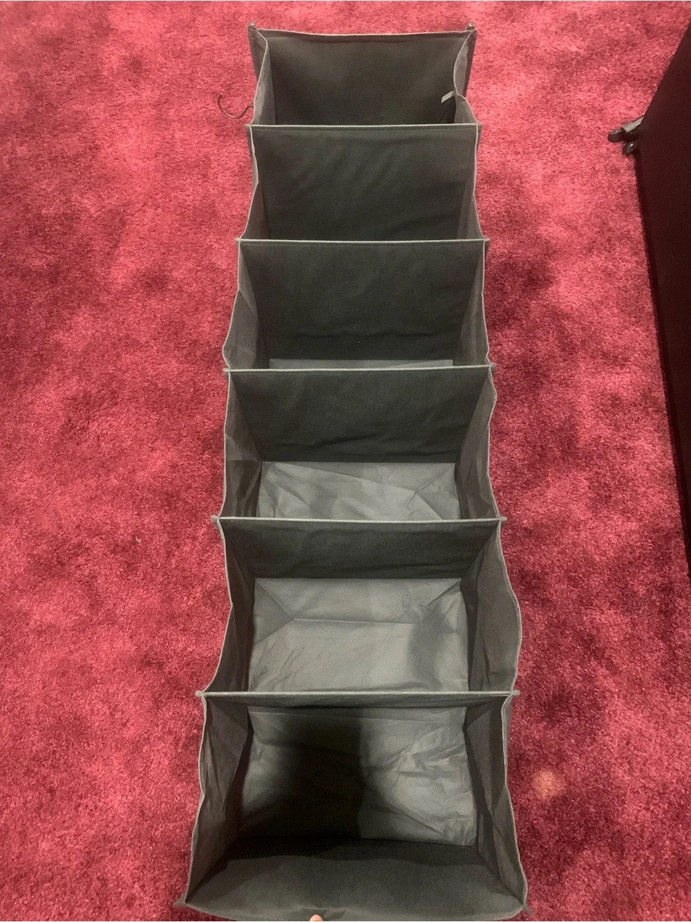 Black Hanging Closet Organizer with Six Fabric Cubes